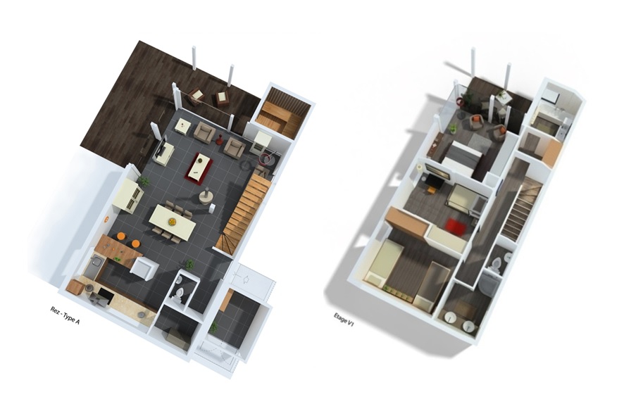 plan maison 3d avec etage